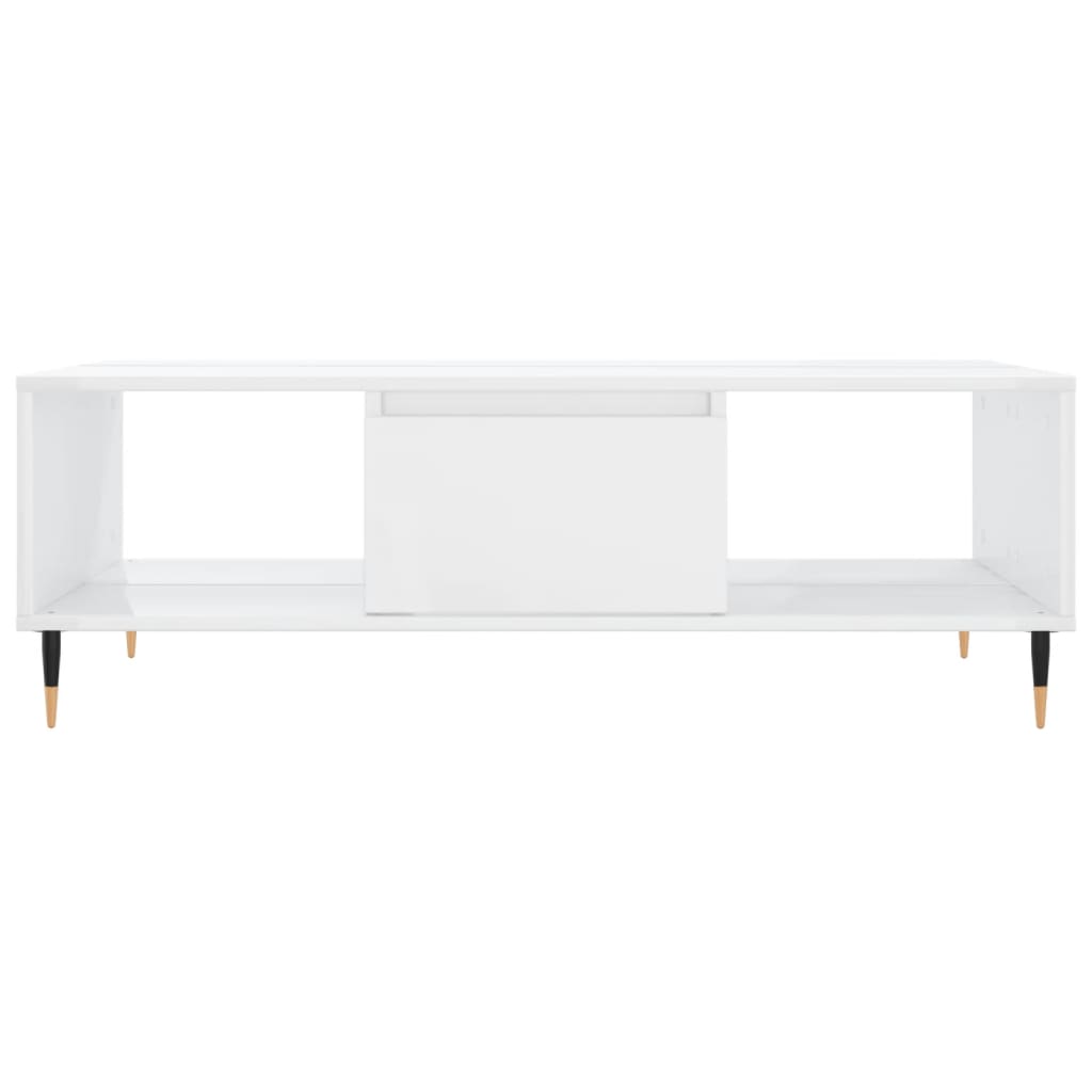 Salongbord høyglans hvit 104x60x35 cm konstruert tre