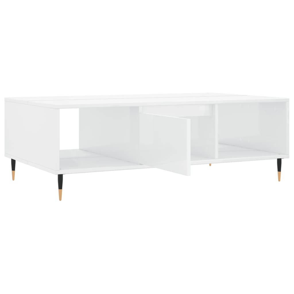 Salongbord høyglans hvit 104x60x35 cm konstruert tre