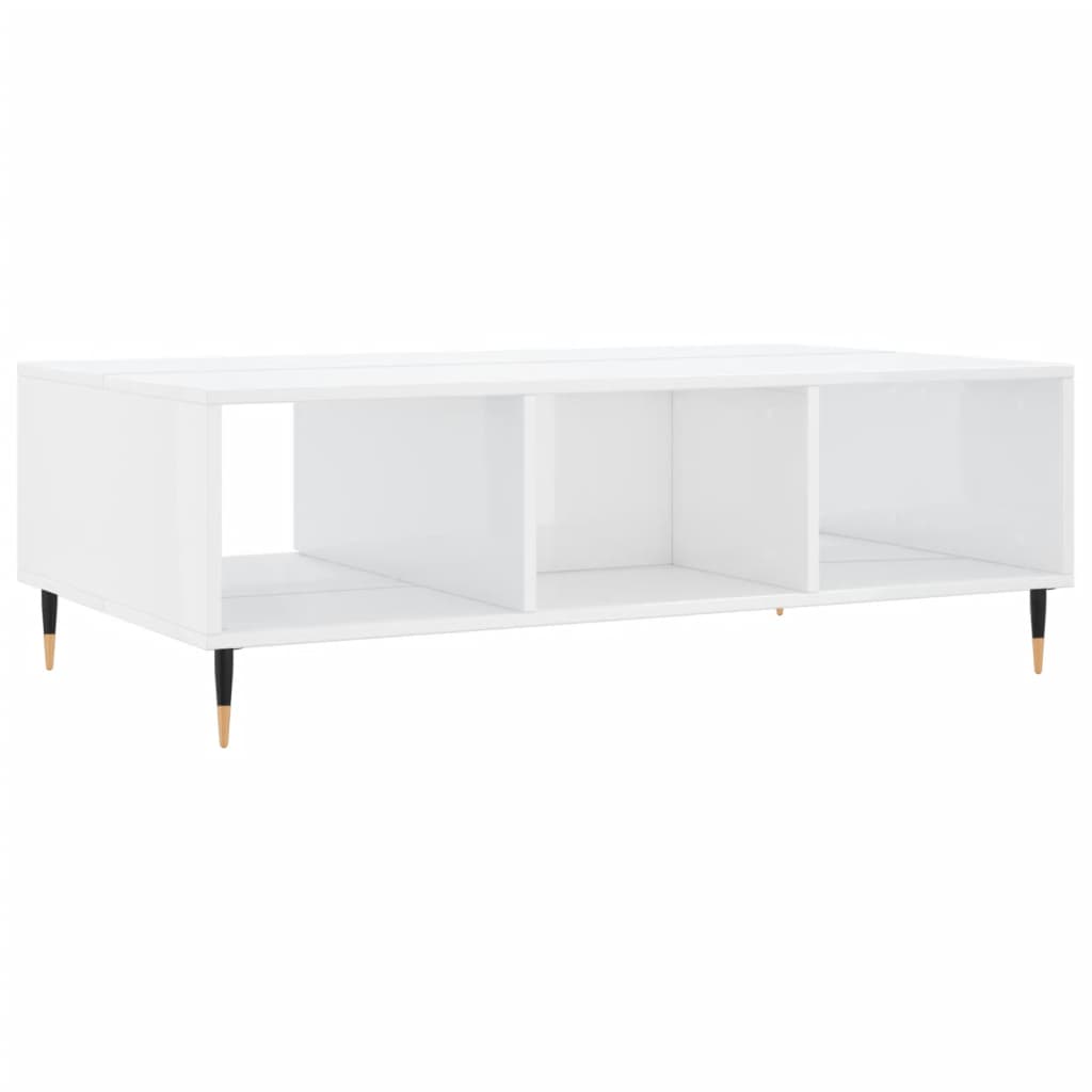 Salongbord høyglans hvit 104x60x35 cm konstruert tre