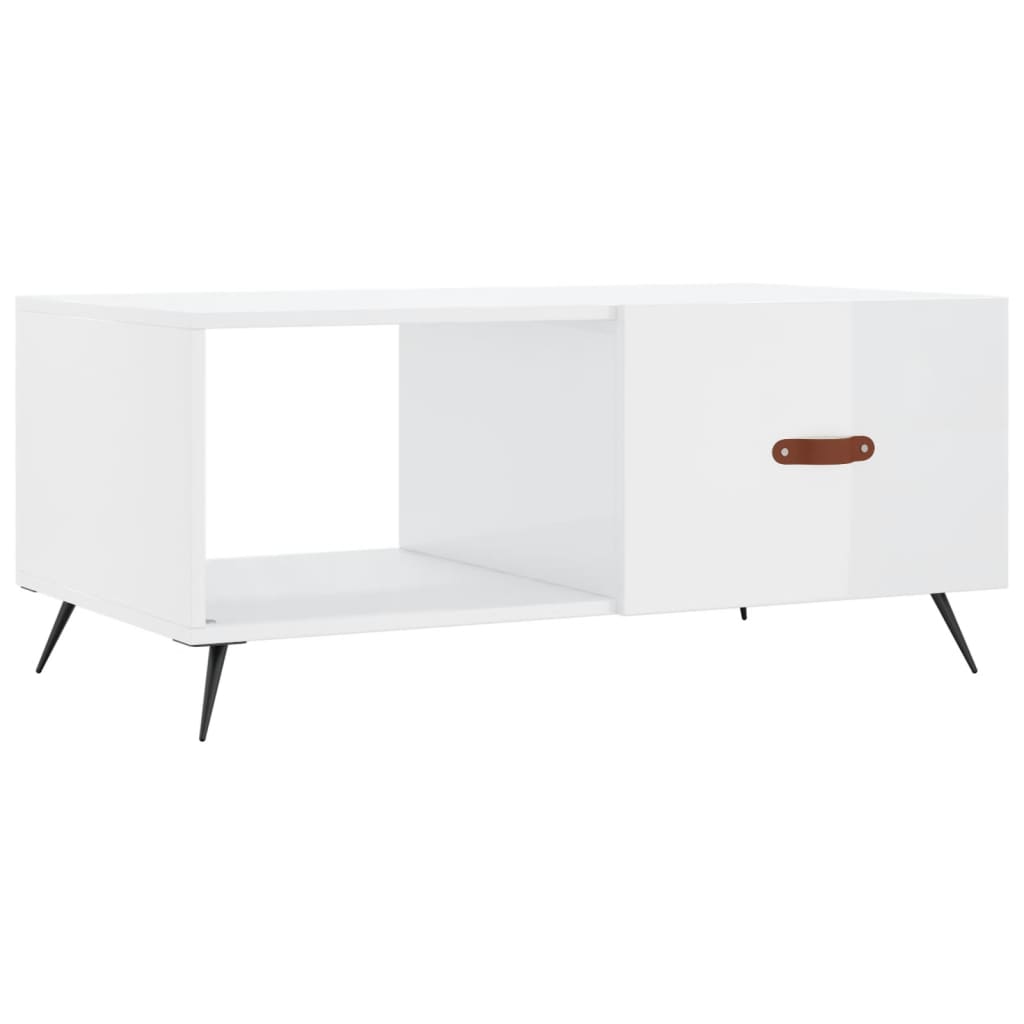 Salongbord høyglans hvit 90x50x40 cm konstruert tre