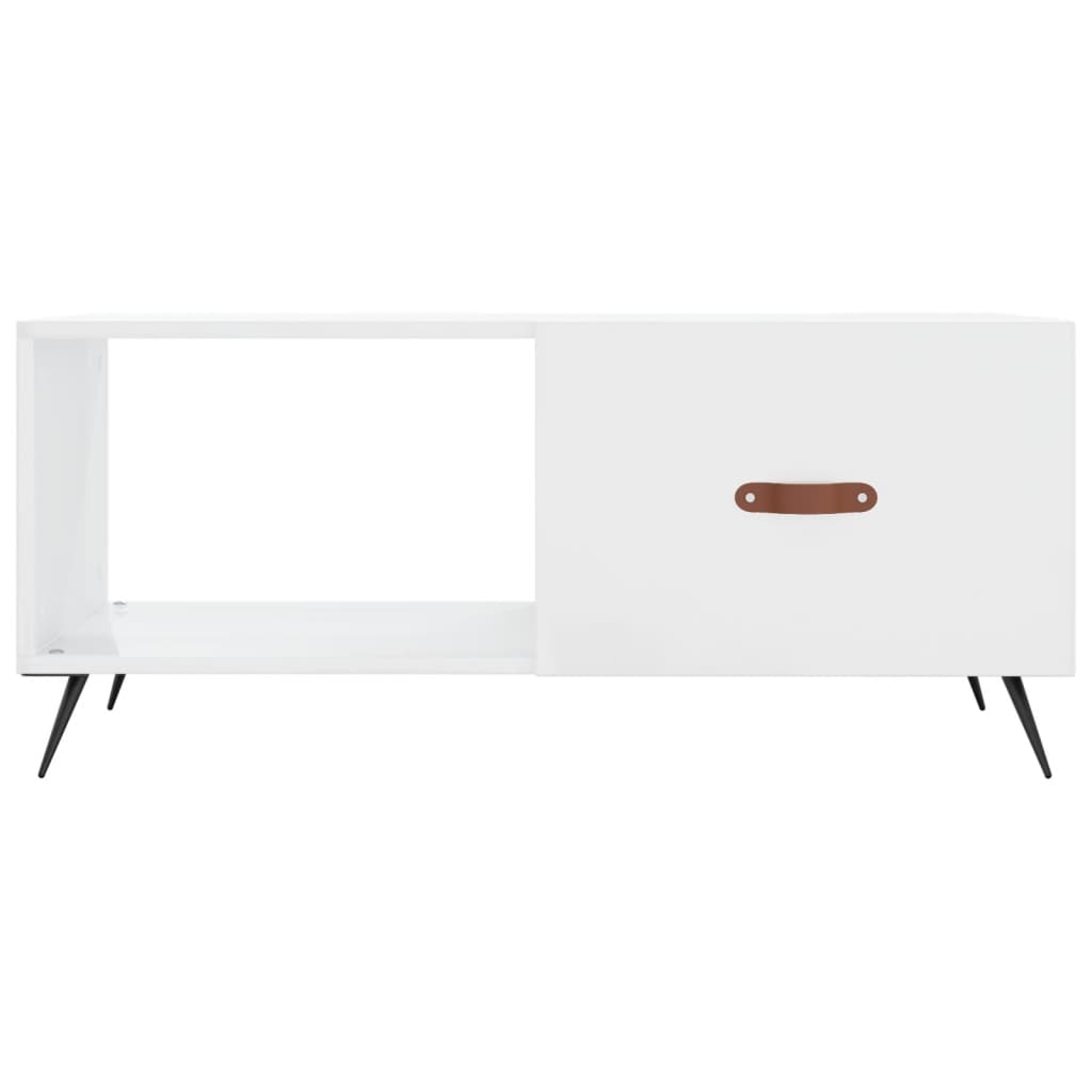 Salongbord høyglans hvit 90x50x40 cm konstruert tre