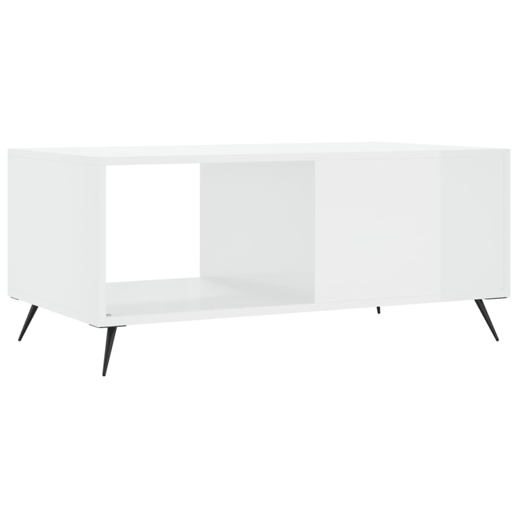 Salongbord høyglans hvit 90x50x40 cm konstruert tre