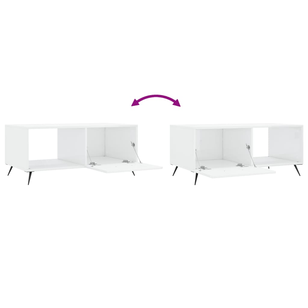 Salongbord høyglans hvit 90x50x40 cm konstruert tre
