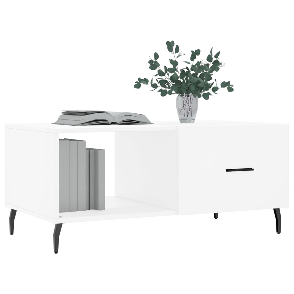 Salongbord hvit 90x50x40 cm konstruert tre