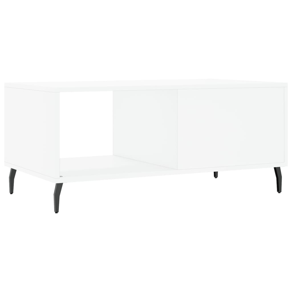 Salongbord hvit 90x50x40 cm konstruert tre