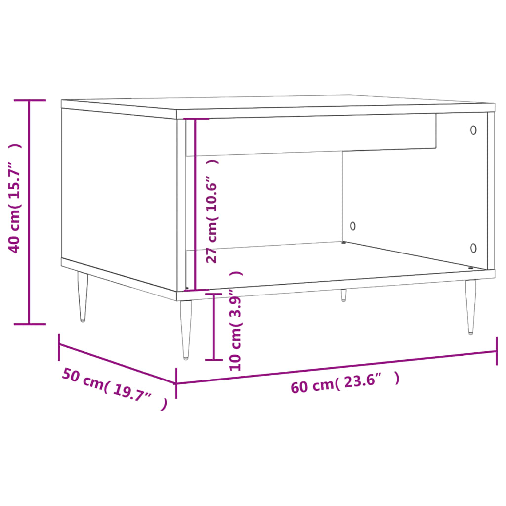 Salongbord brun eik 60x50x40 cm konstruert tre