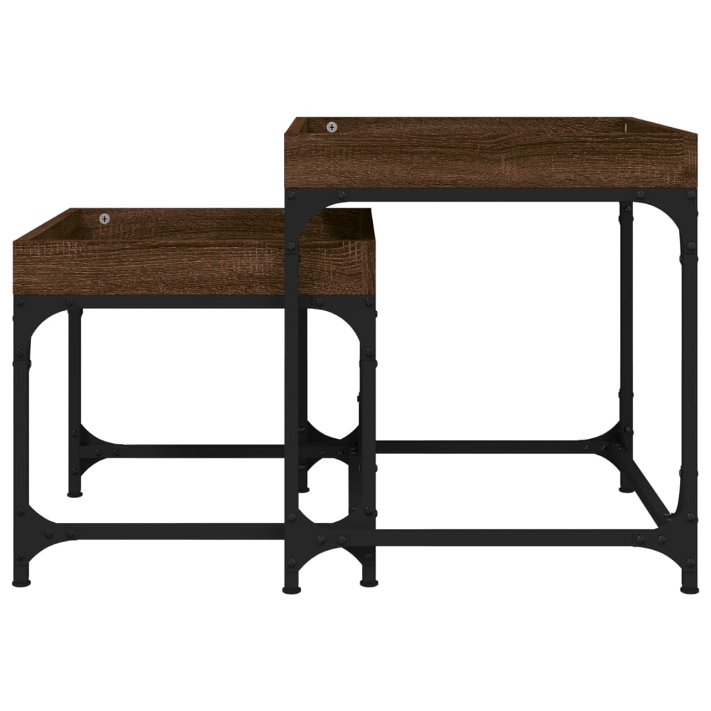 Sidebord 2 stk brun eik konstruert tre
