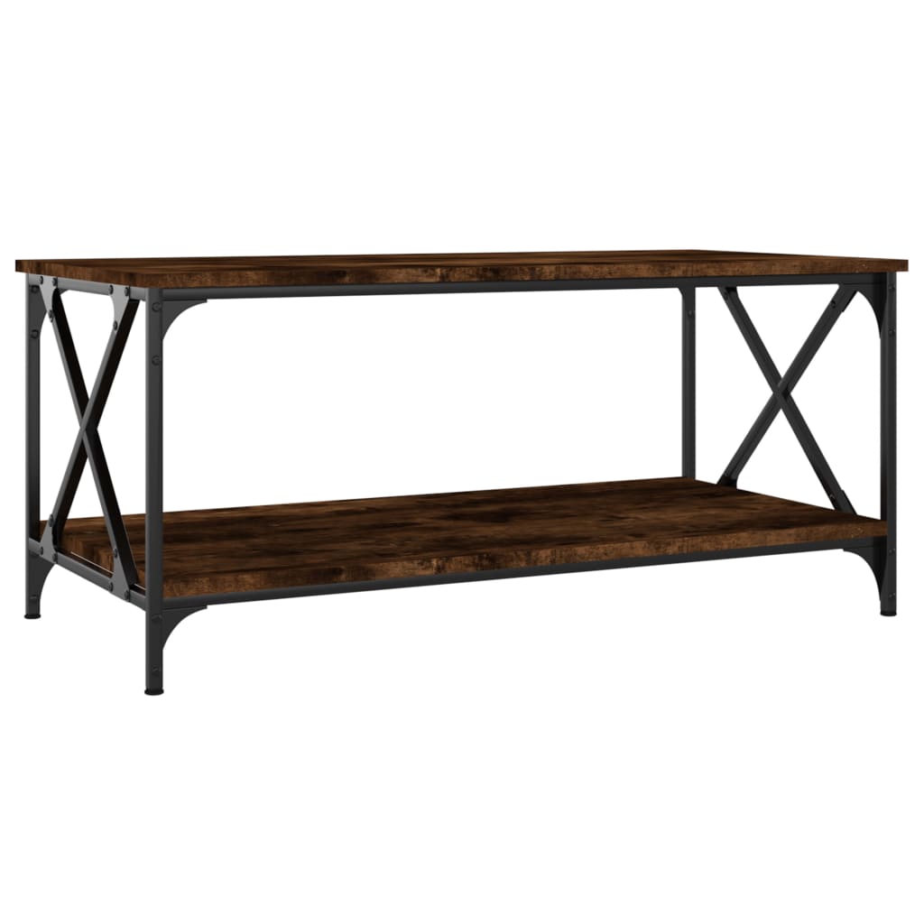 Salongbord røkt eik 100x50x45 cm konstruert tre og jern