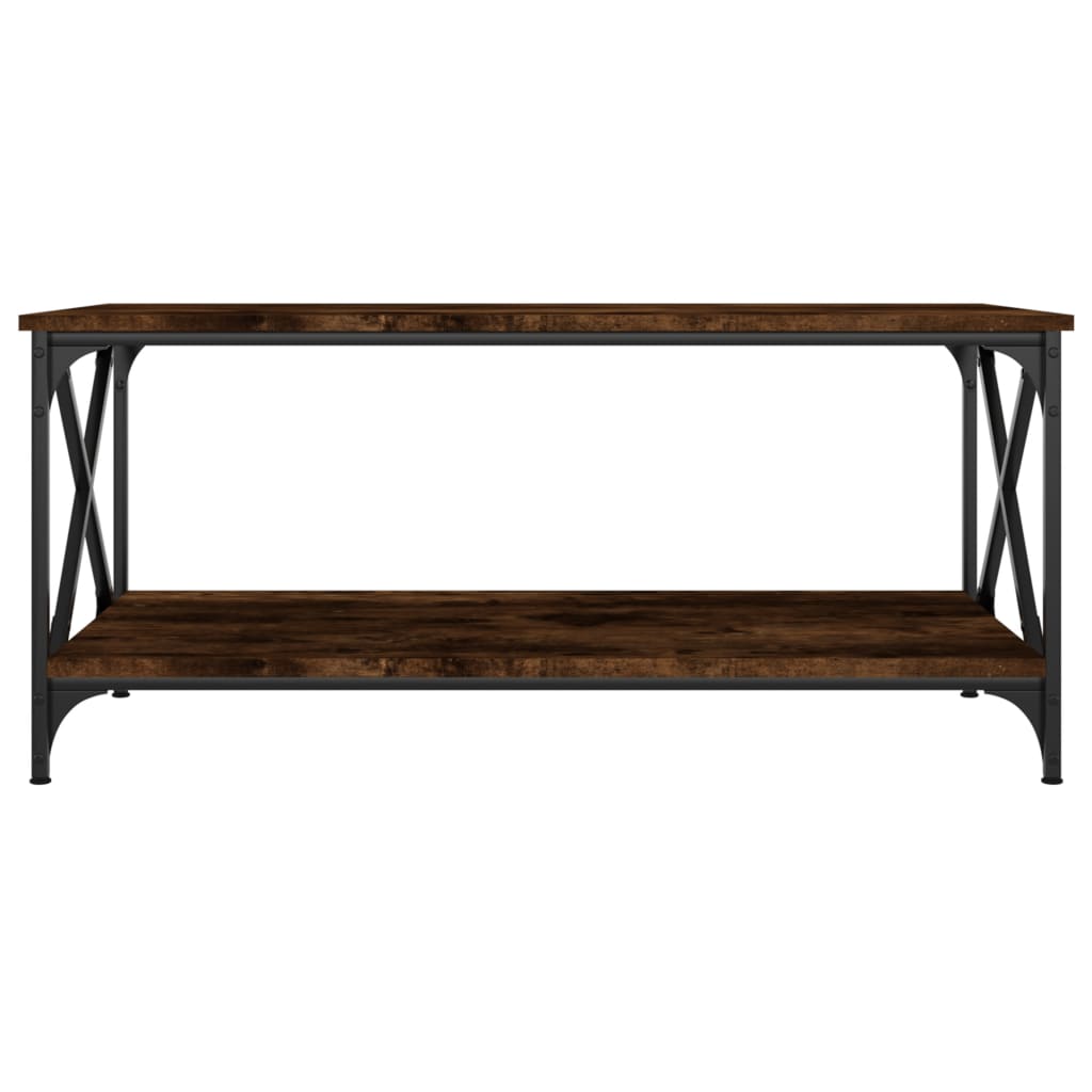 Salongbord røkt eik 100x50x45 cm konstruert tre og jern