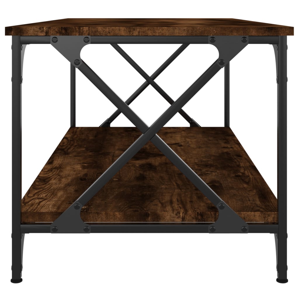 Salongbord røkt eik 100x50x45 cm konstruert tre og jern