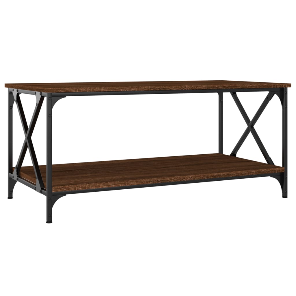 Salongbord brun eik 100x50x45 cm konstruert tre og jern