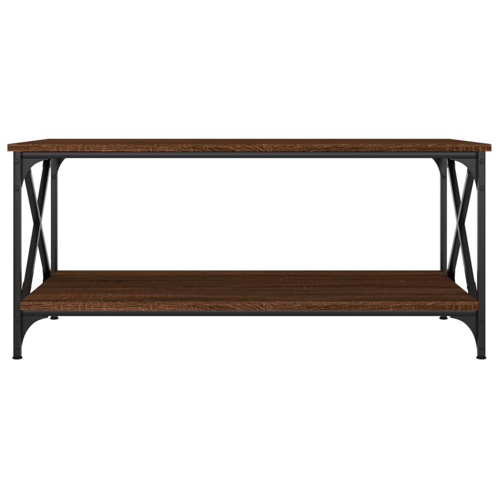 Salongbord brun eik 100x50x45 cm konstruert tre og jern