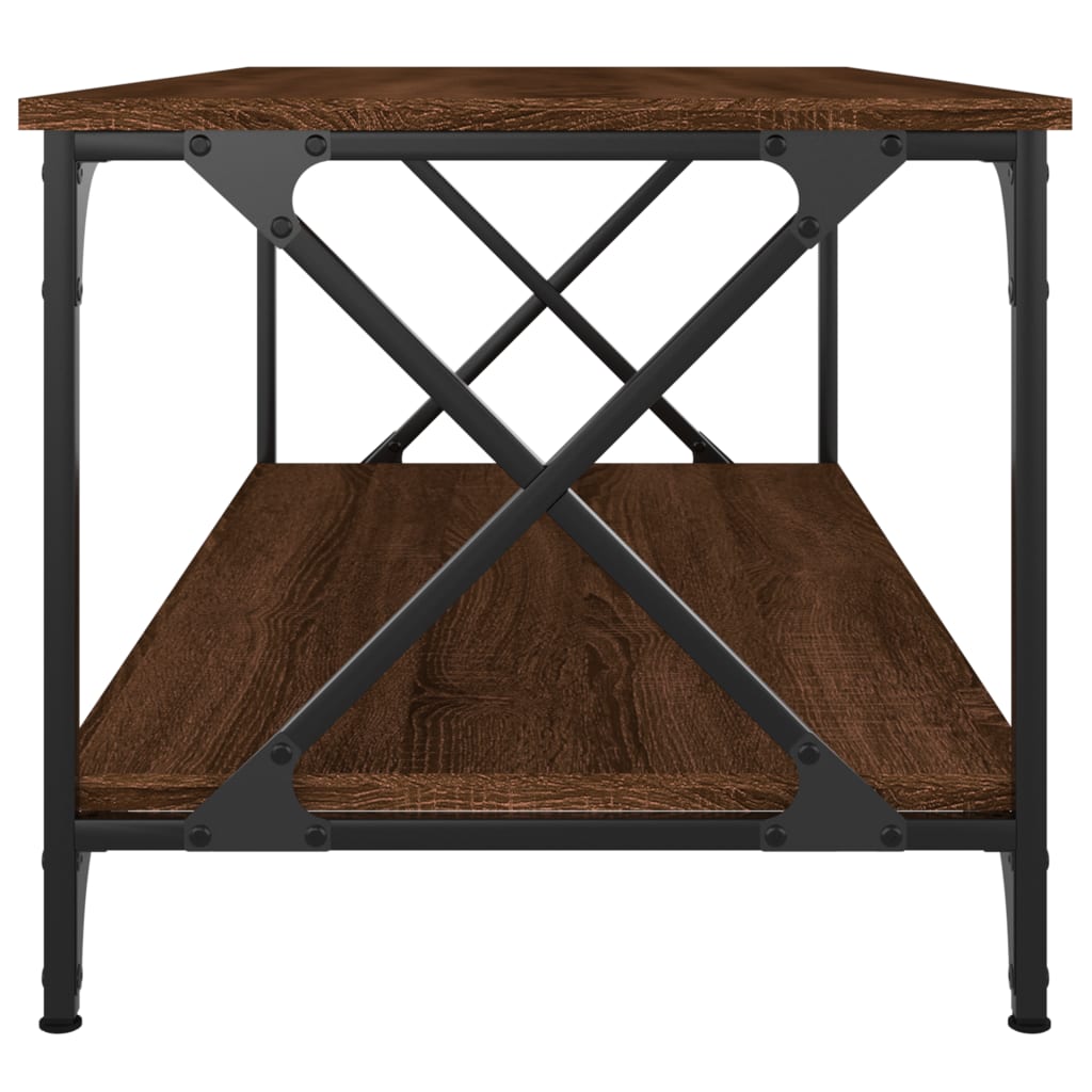 Salongbord brun eik 100x50x45 cm konstruert tre og jern