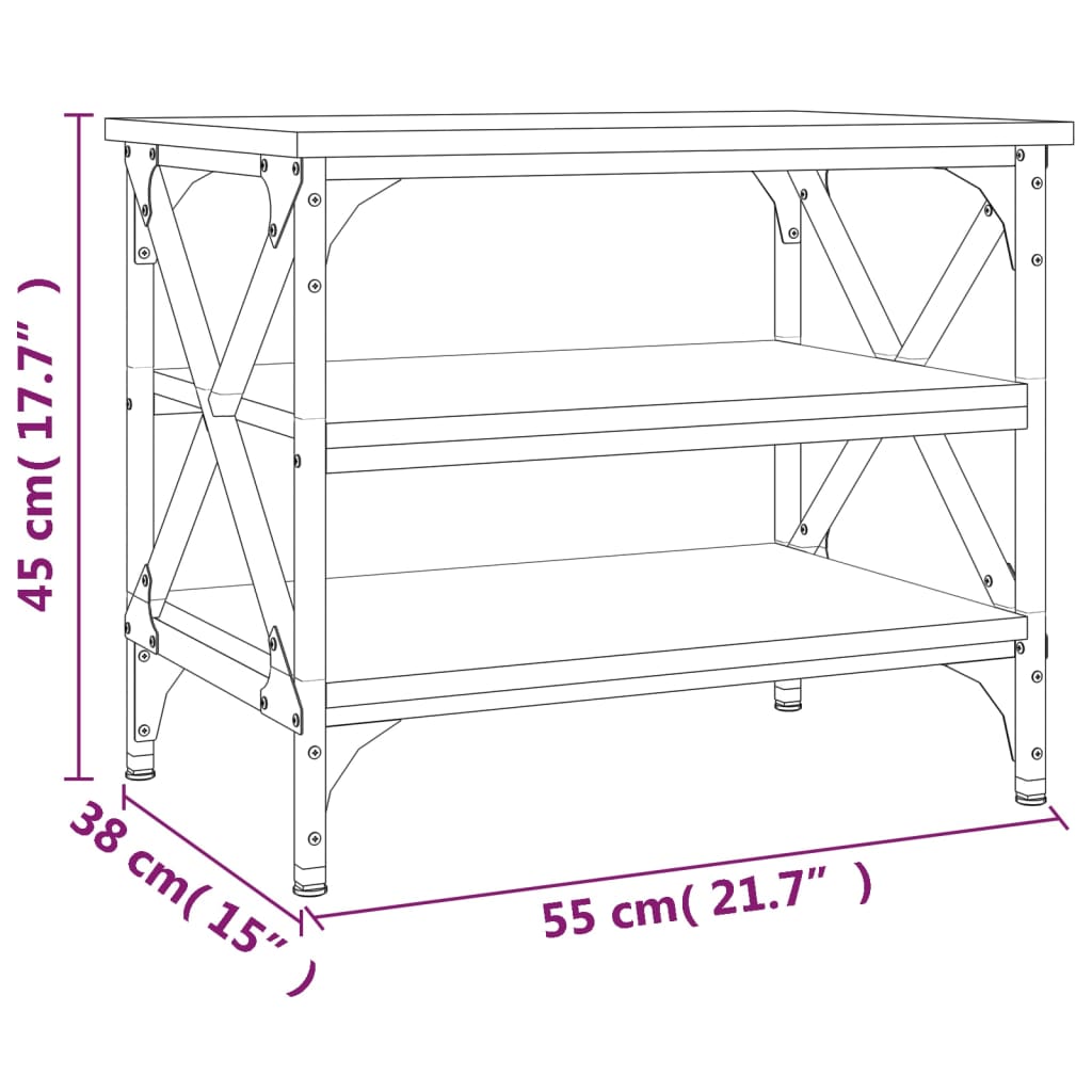 Sidebord svart 55x38x45 cm konstruert tre