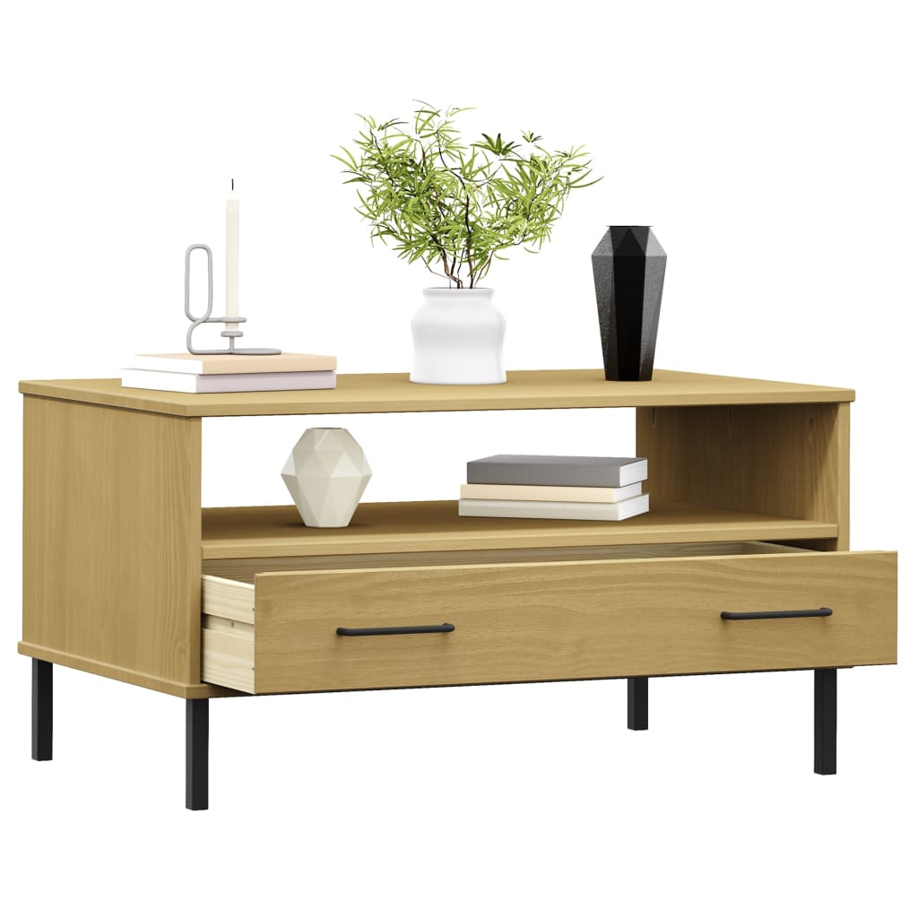 Salongbord med metallben brun 85x50x45 cm heltre OSLO
