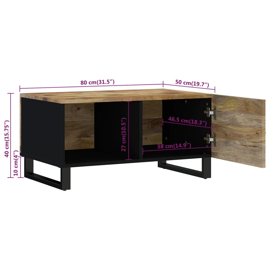 Salongbord 80x50x40 cm heltre mango og konstruert tre