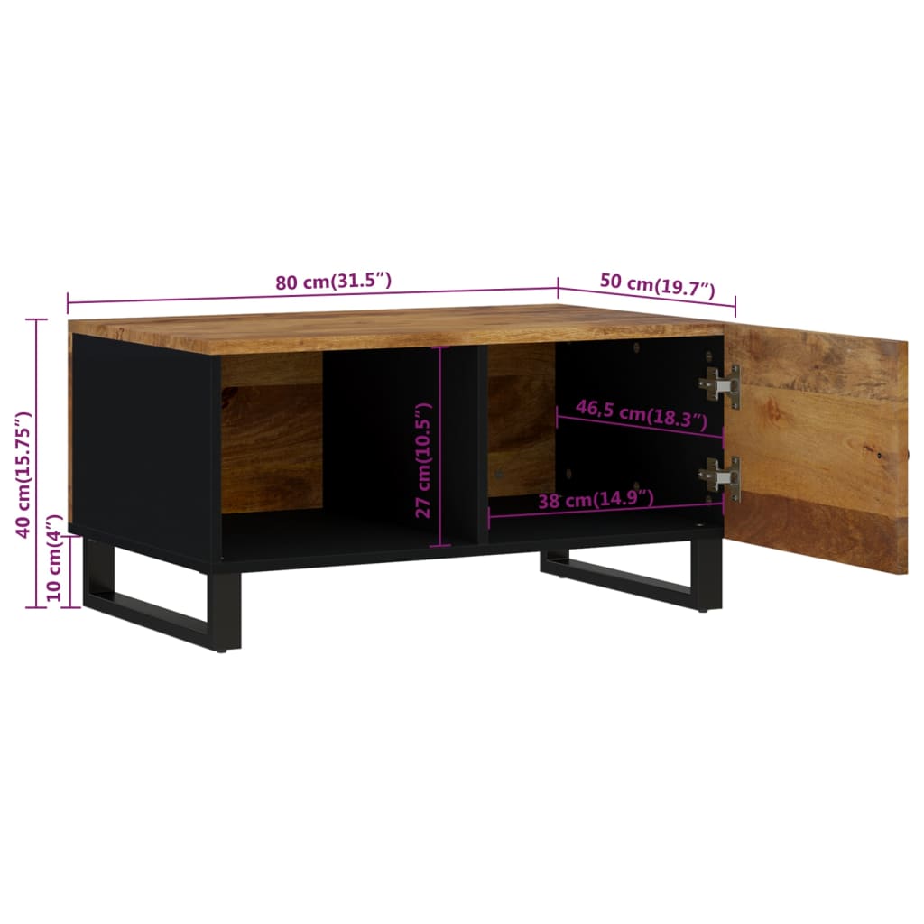 Salongbord 80x50x40 cm heltre mango og konstruert tre