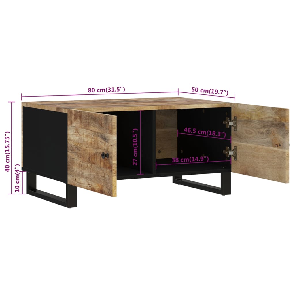 Salongbord 80x50x40 cm heltre mango og konstruert tre