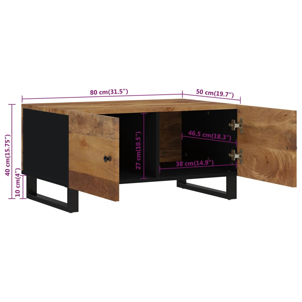 Salongbord 80x50x40 cm heltre mango og konstruert tre