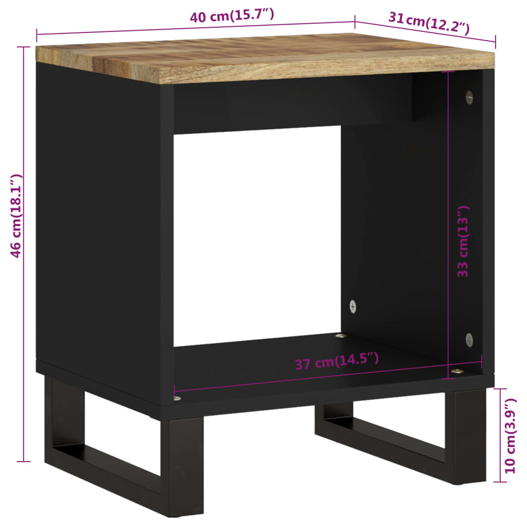Salongbord 40x31x46 cm heltre mango og konstruert tre