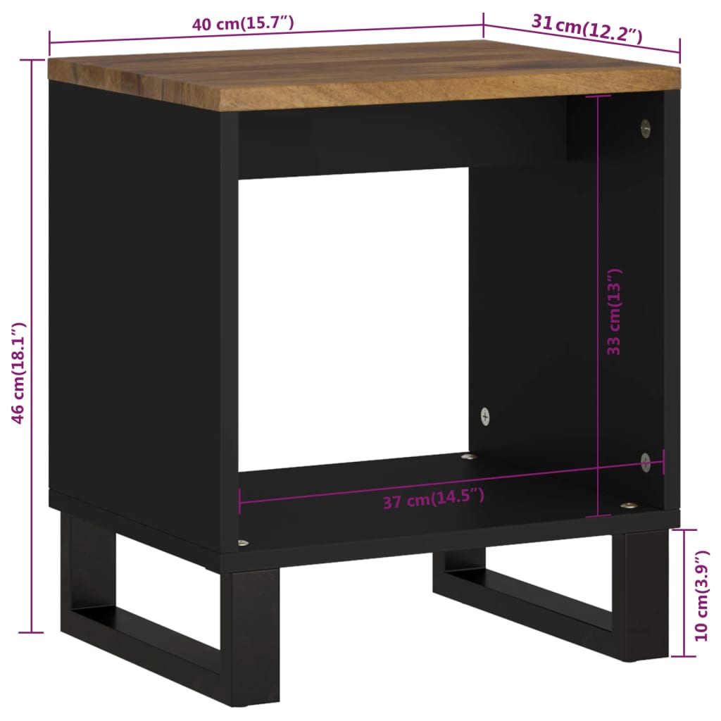 Salongbord 40x31x46 cm heltre mango og konstruert tre