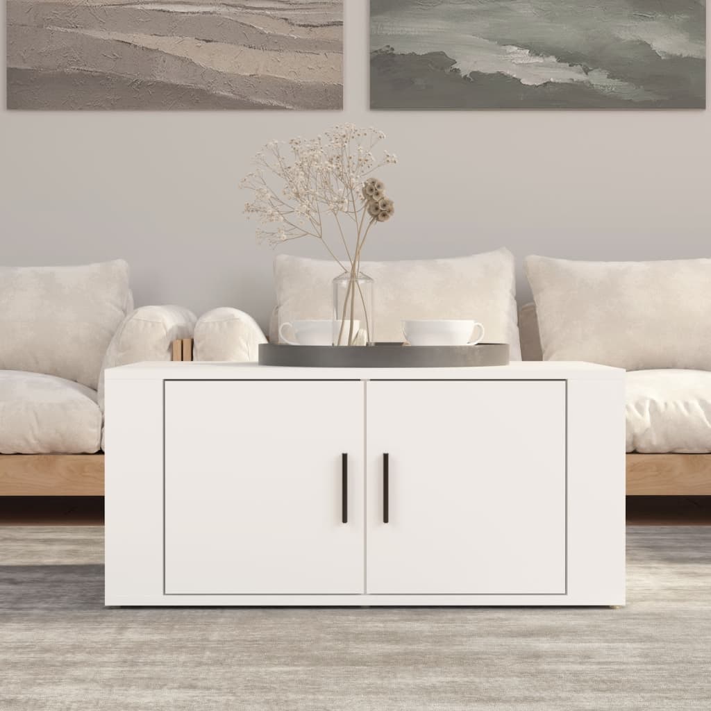 Salongbord hvit 80x50x36 cm konstruert tre