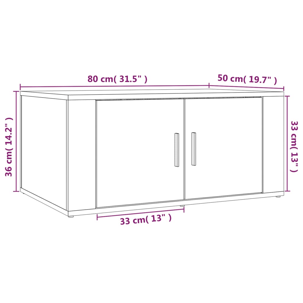 Salongbord betonggrå 80x50x36 cm konstruert tre