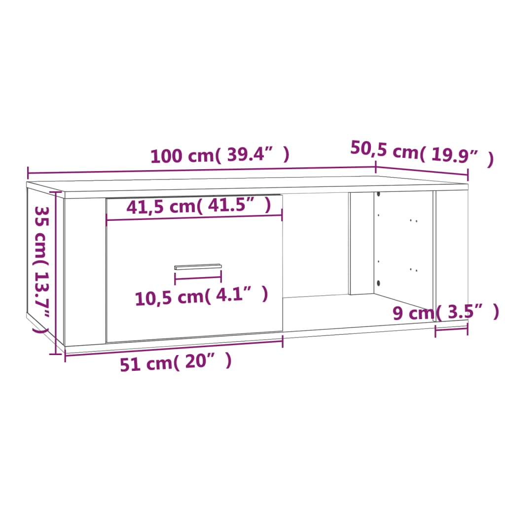Salongbord røkt eik 100x50,5x35 cm konstruert tre