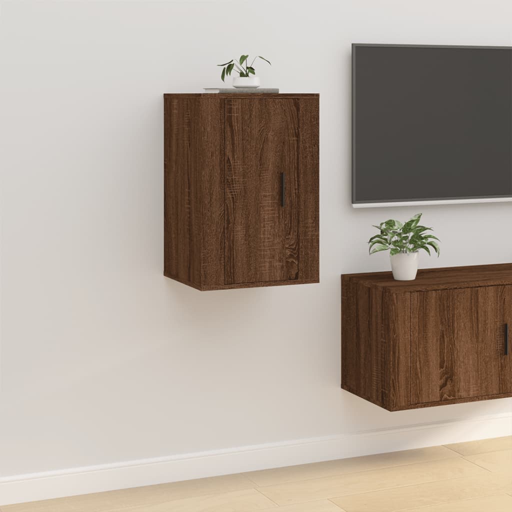 Vegghengt TV-benk brun eik 40x34,5x60 cm