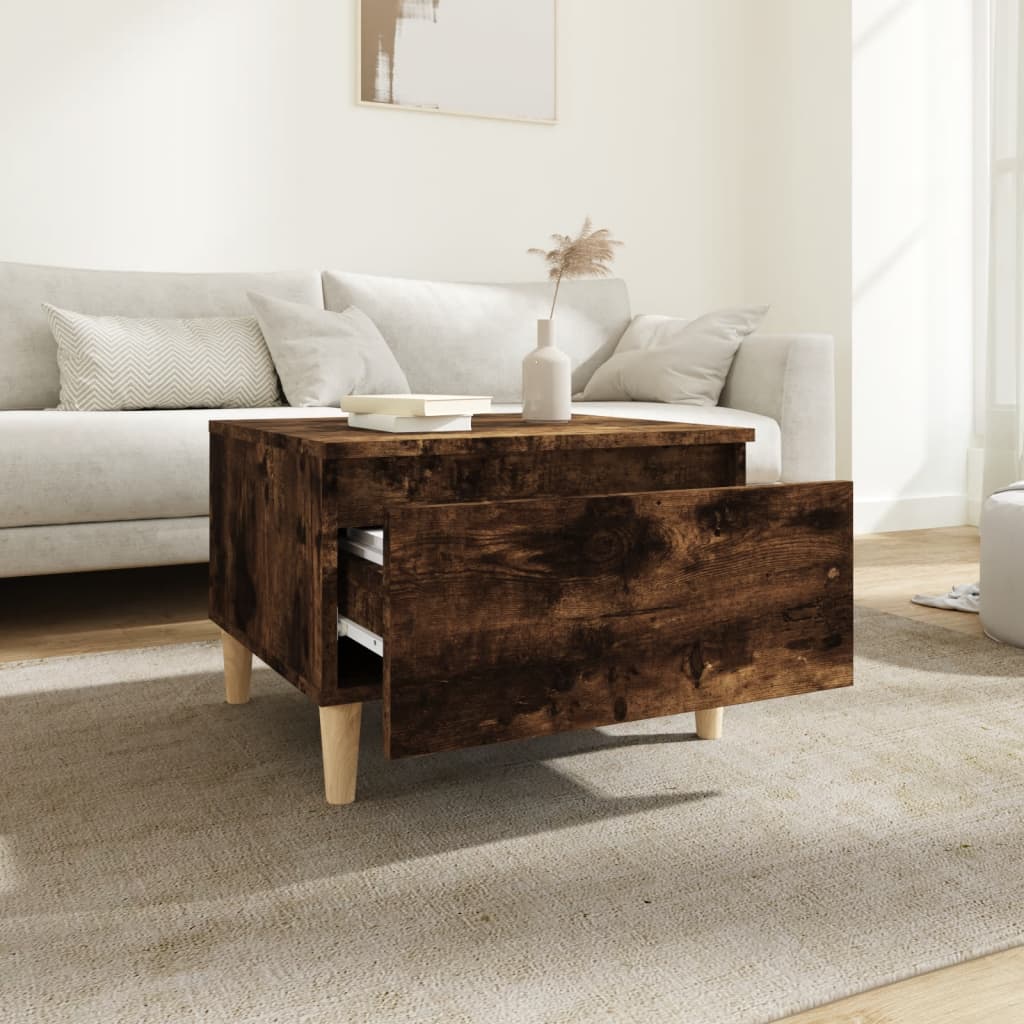 Sidebord 2 stk røkt eik 50x46x35 cm konstruert tre