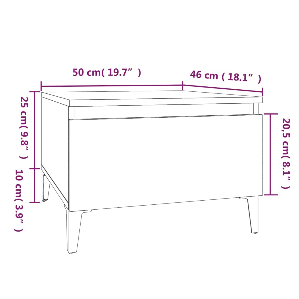 Sidebord 2 stk svart 50x46x35 cm konstruert tre