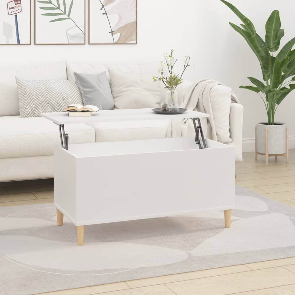 Salongbord hvit 90x44,5x45 cm konstruert tre