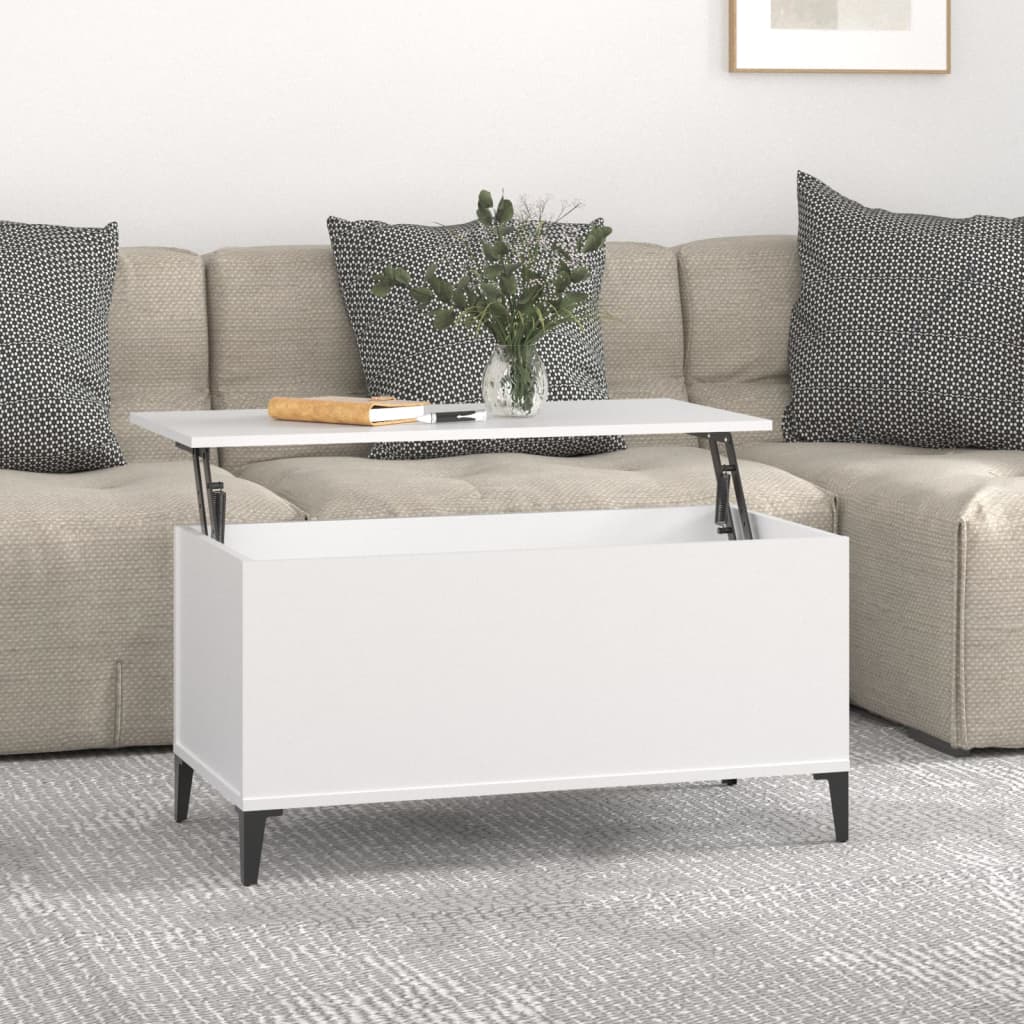 Salongbord hvit 90x44,5x45 cm konstruert tre