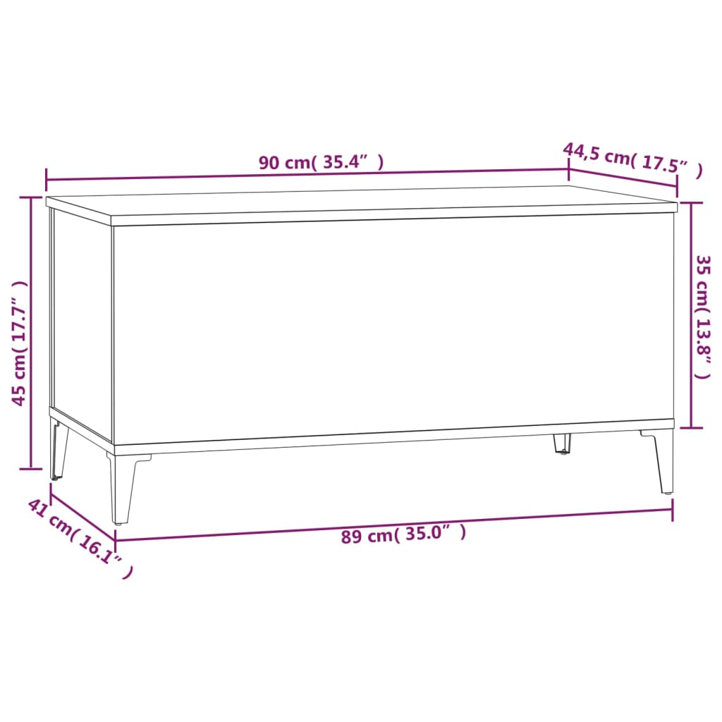 Salongbord svart 90x44,5x45 cm konstruert tre