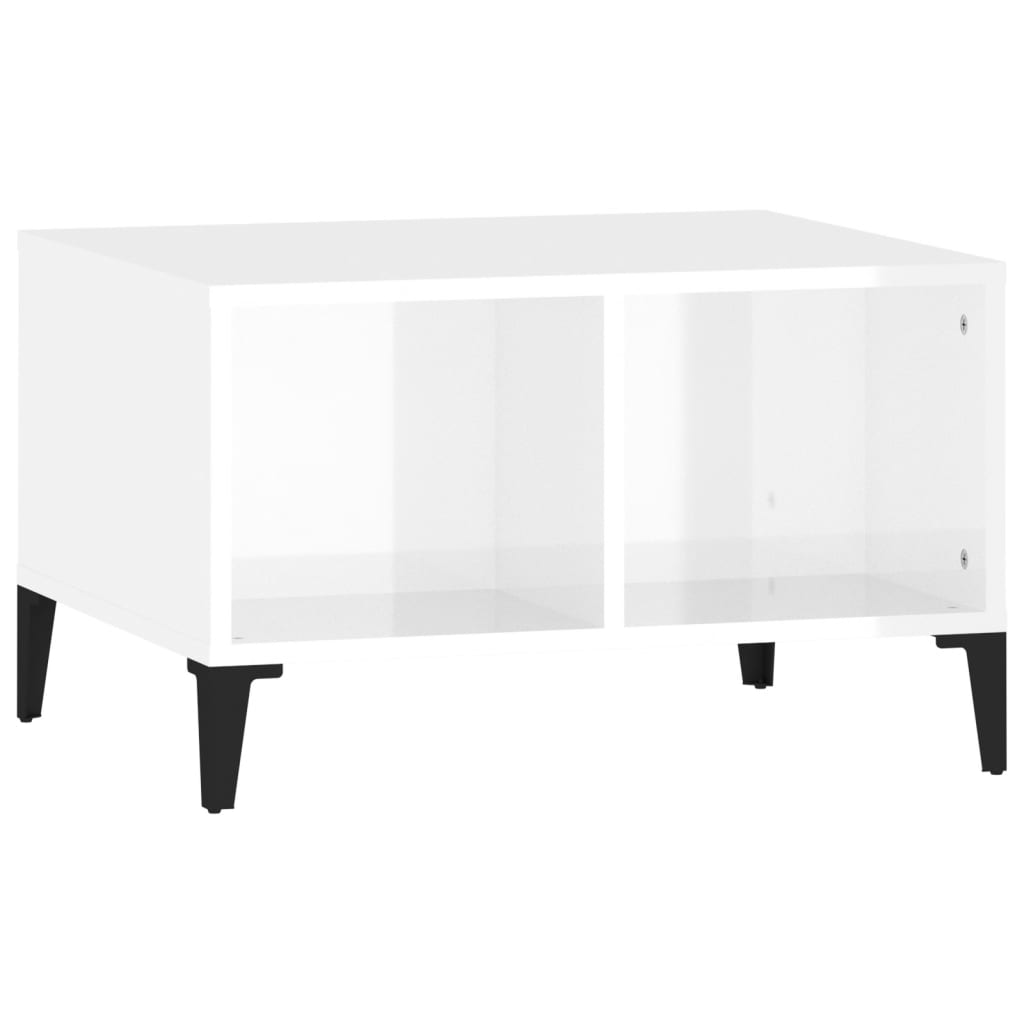 Salongbord høyglans hvit 60x50x36,5 cm konstruert tre