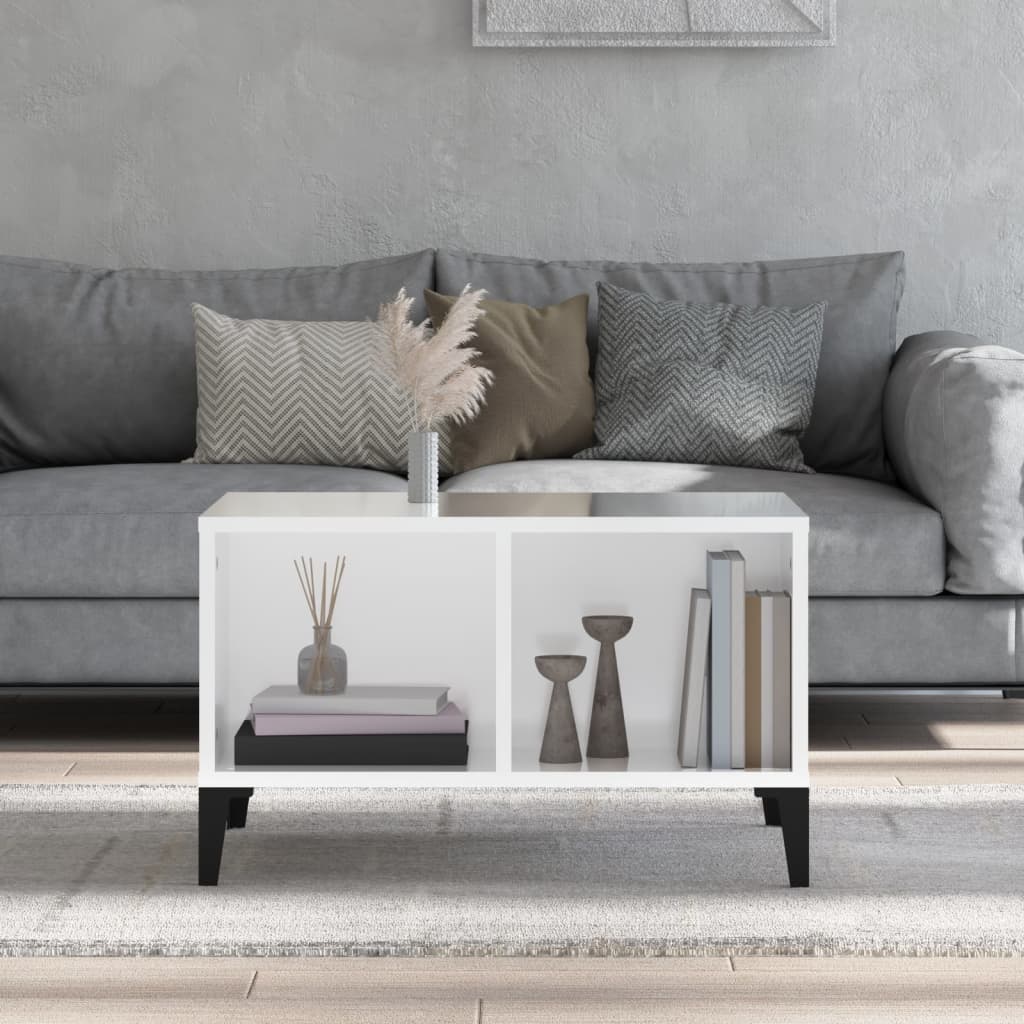Salongbord høyglans hvit 60x50x36,5 cm konstruert tre