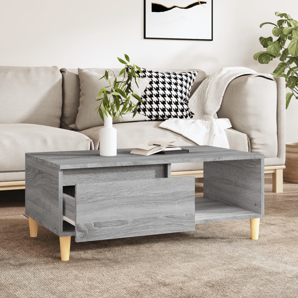 Salongbord grå sonoma 90x50x36,5 cm konstruert tre