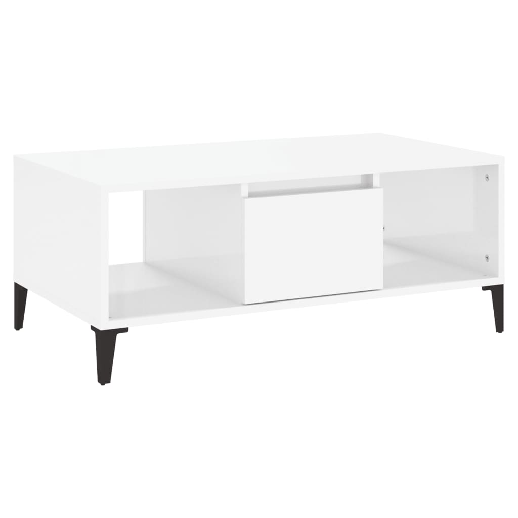 Salongbord høyglans hvit 90x50x36,5 cm konstruert tre