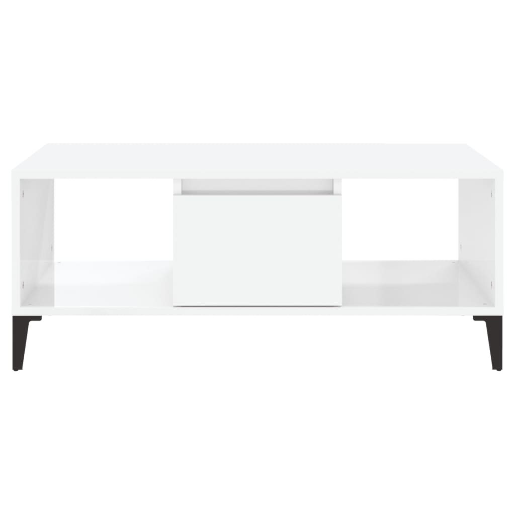 Salongbord høyglans hvit 90x50x36,5 cm konstruert tre