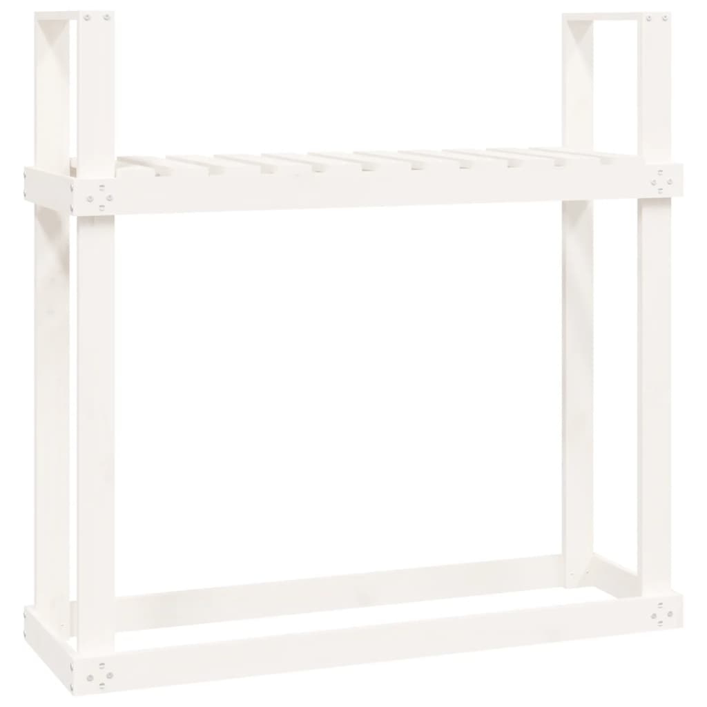 Vedstativ hvit 110x35x108,5 cm heltre furu