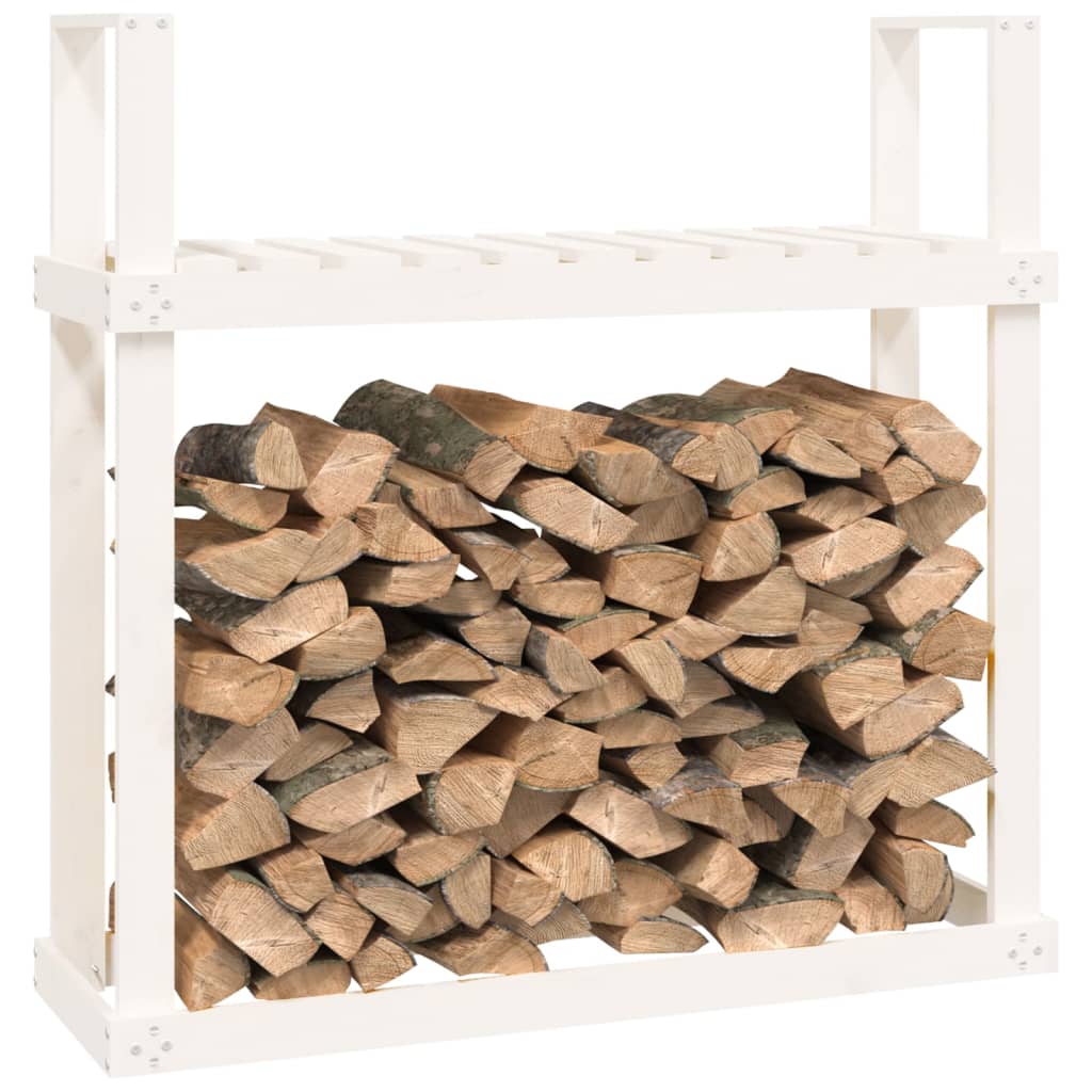 Vedstativ hvit 110x35x108,5 cm heltre furu