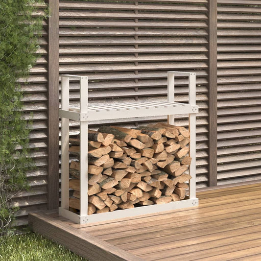Vedstativ hvit 110x35x108,5 cm heltre furu