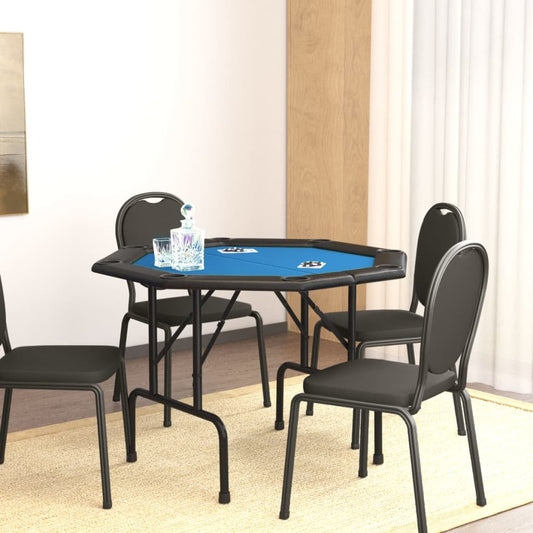 Pokerbord sammenleggbart 8 spillere blå 108x108x75 cm