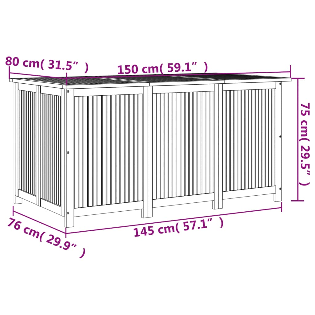 Putekasse 150x80x75 cm heltre akasie