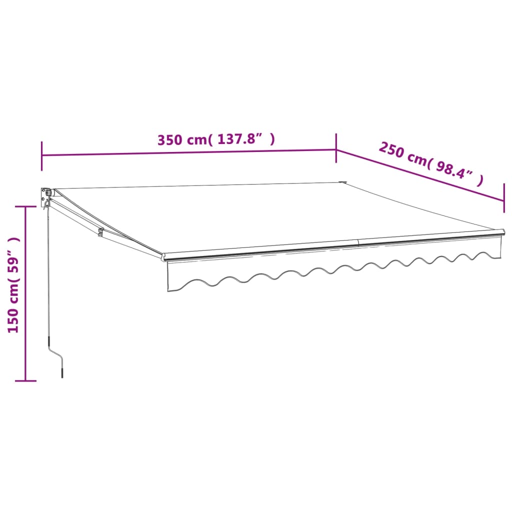 Uttrekkbar markise antrasitt 3,5x2,5 m stoff og aluminium