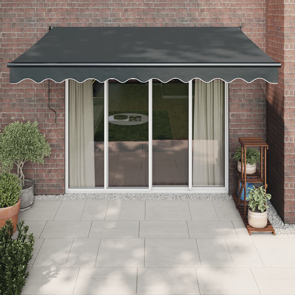 Uttrekkbar markise antrasitt 3,5x2,5 m stoff og aluminium