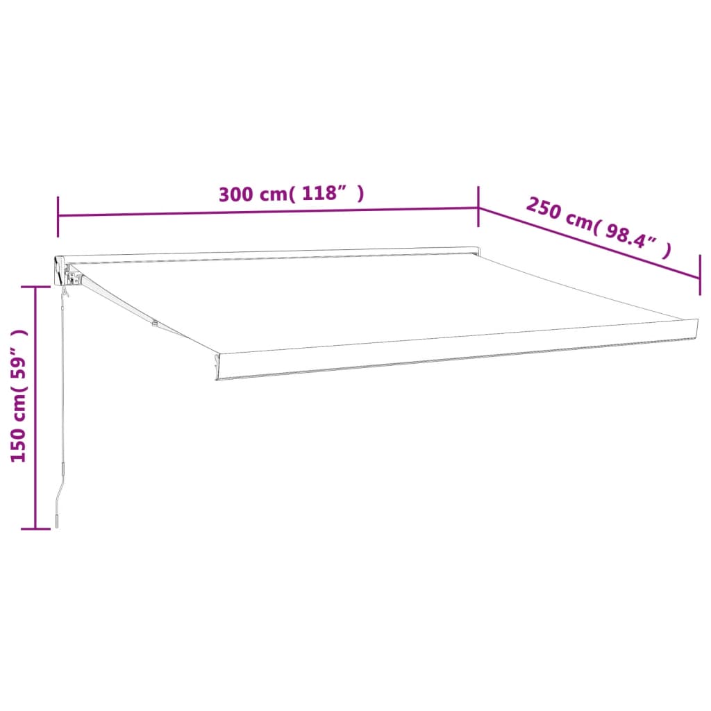 Uttrekkbar markise antrasitt 3x2,5 m stoff og aluminium