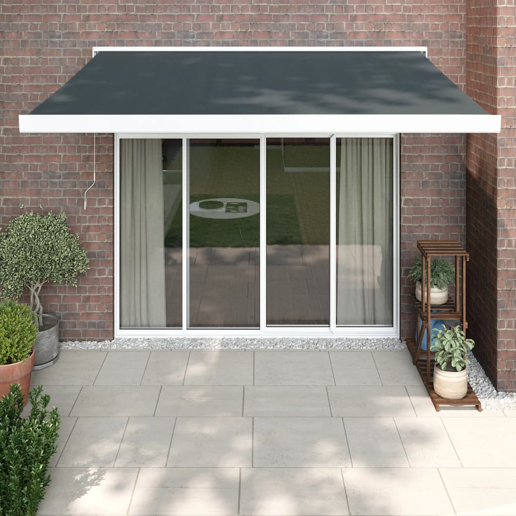 Uttrekkbar markise antrasitt 3x2,5 m stoff og aluminium