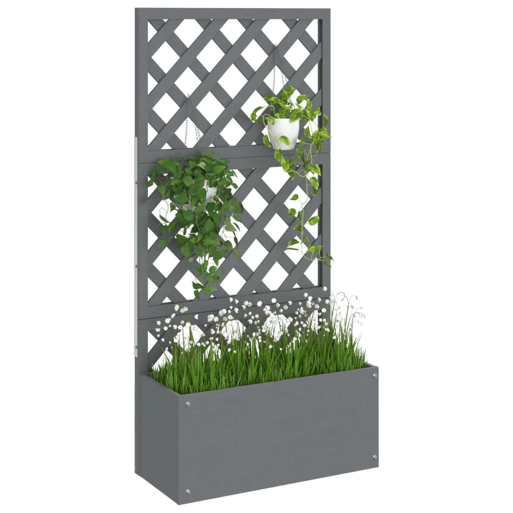 Blomsterkasse med espalier grå 65x33x135 cm WPC
