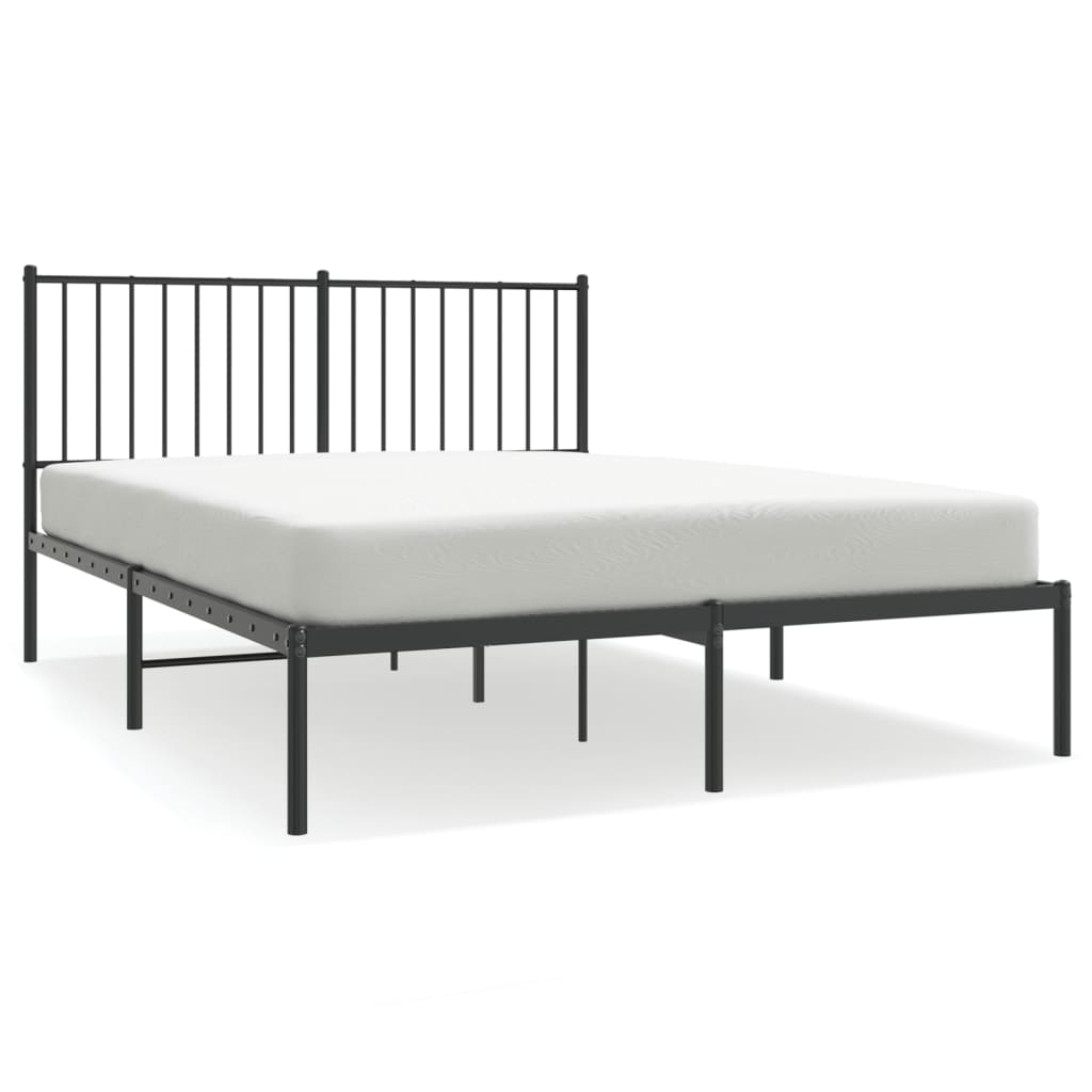 Sengeramme i metall med sengegavl svart 140x200 cm